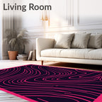 Bold Pink Swirl Navy Abstract Rug