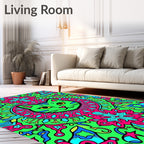Vibrant Neon Green Cat Medallion Rug