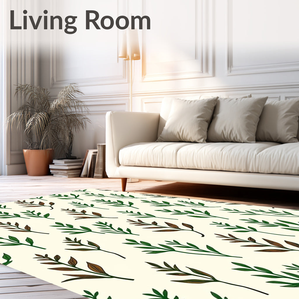Woodland Branches Tan Green Accents Rug