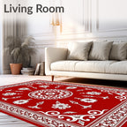 Scarlet White Foliage Starburst Center Rug