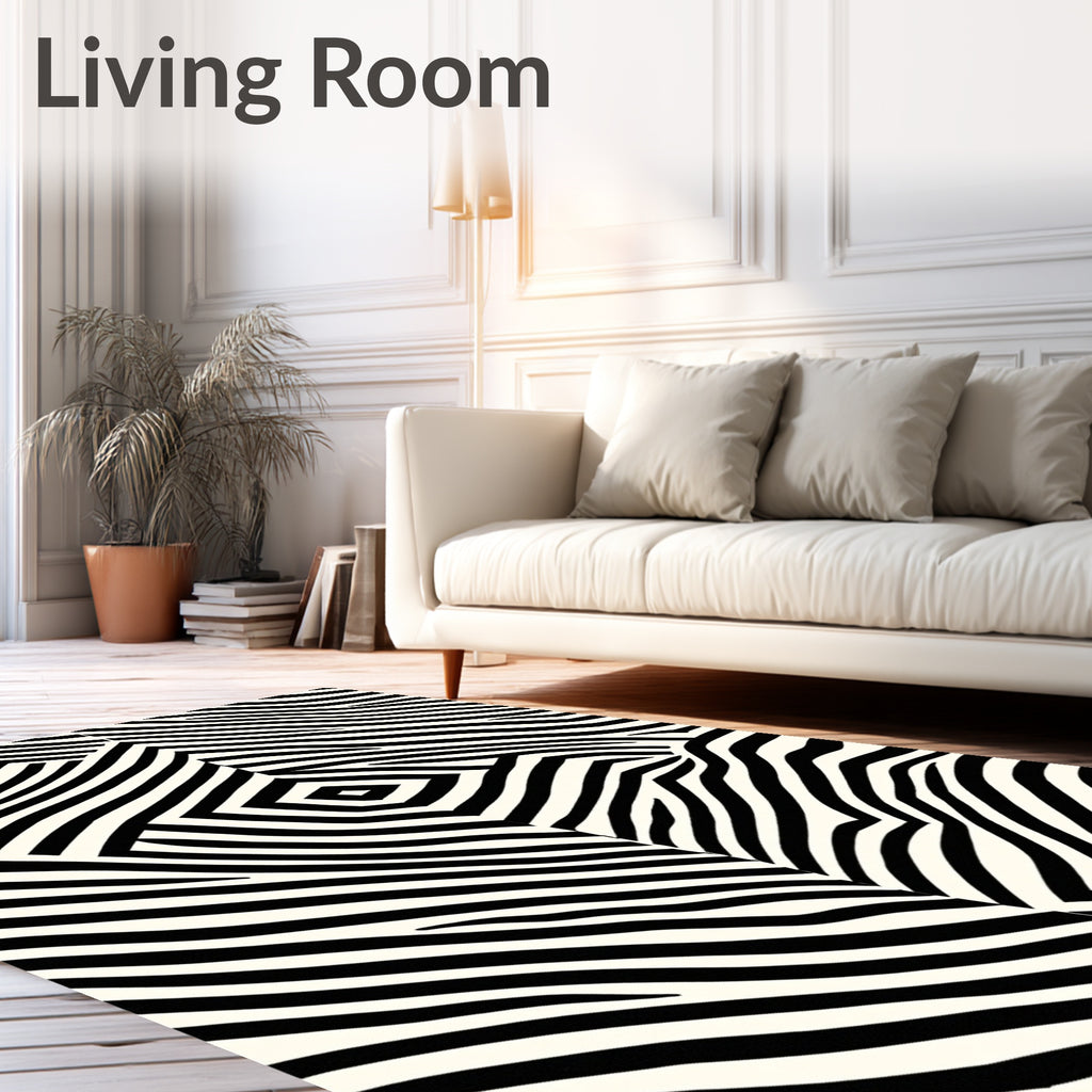 Bold Black White Organic Zebra Rug