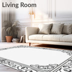 Art Nouveau Black and White Scroll Frame Rug
