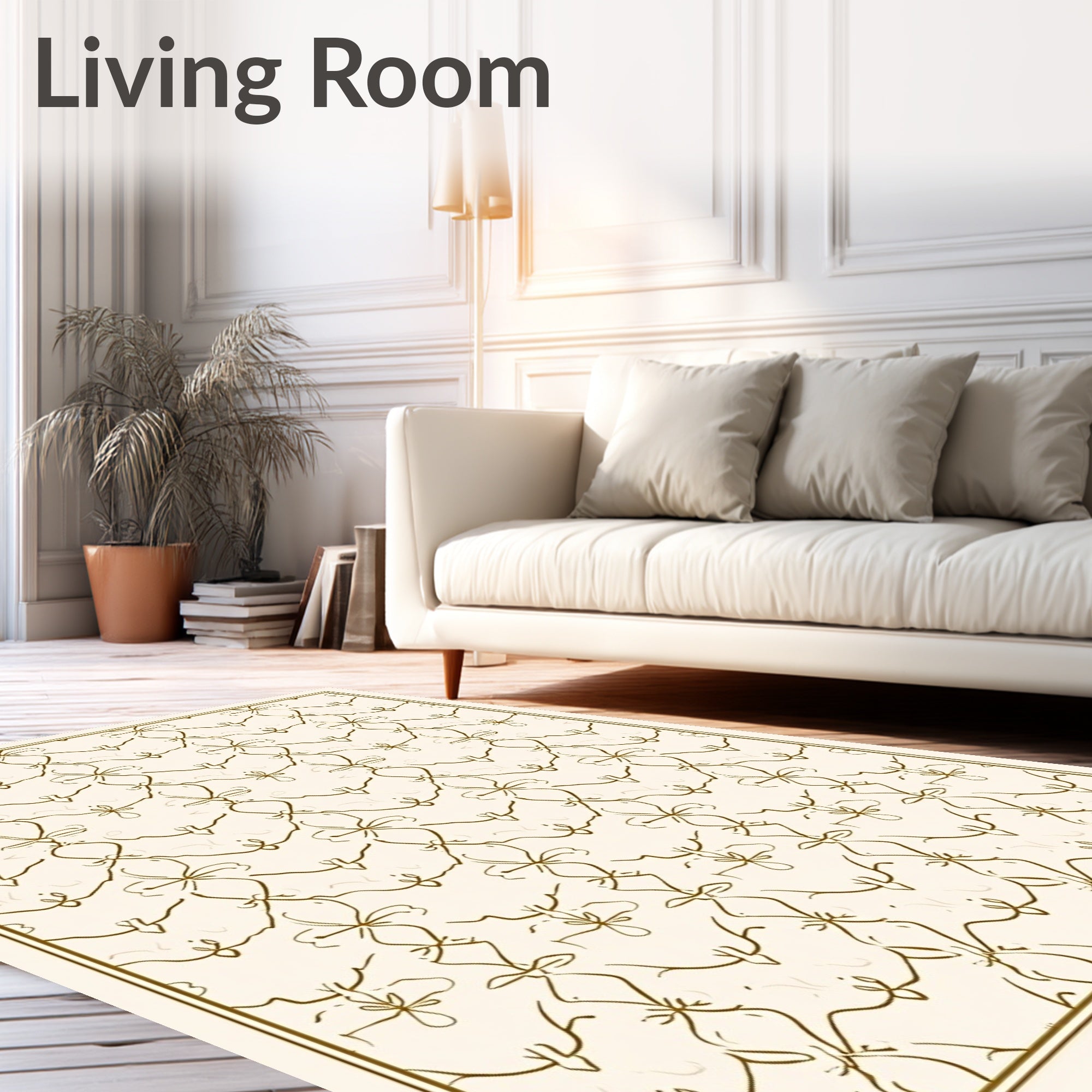 Cream Gold Filigree Net Rug
