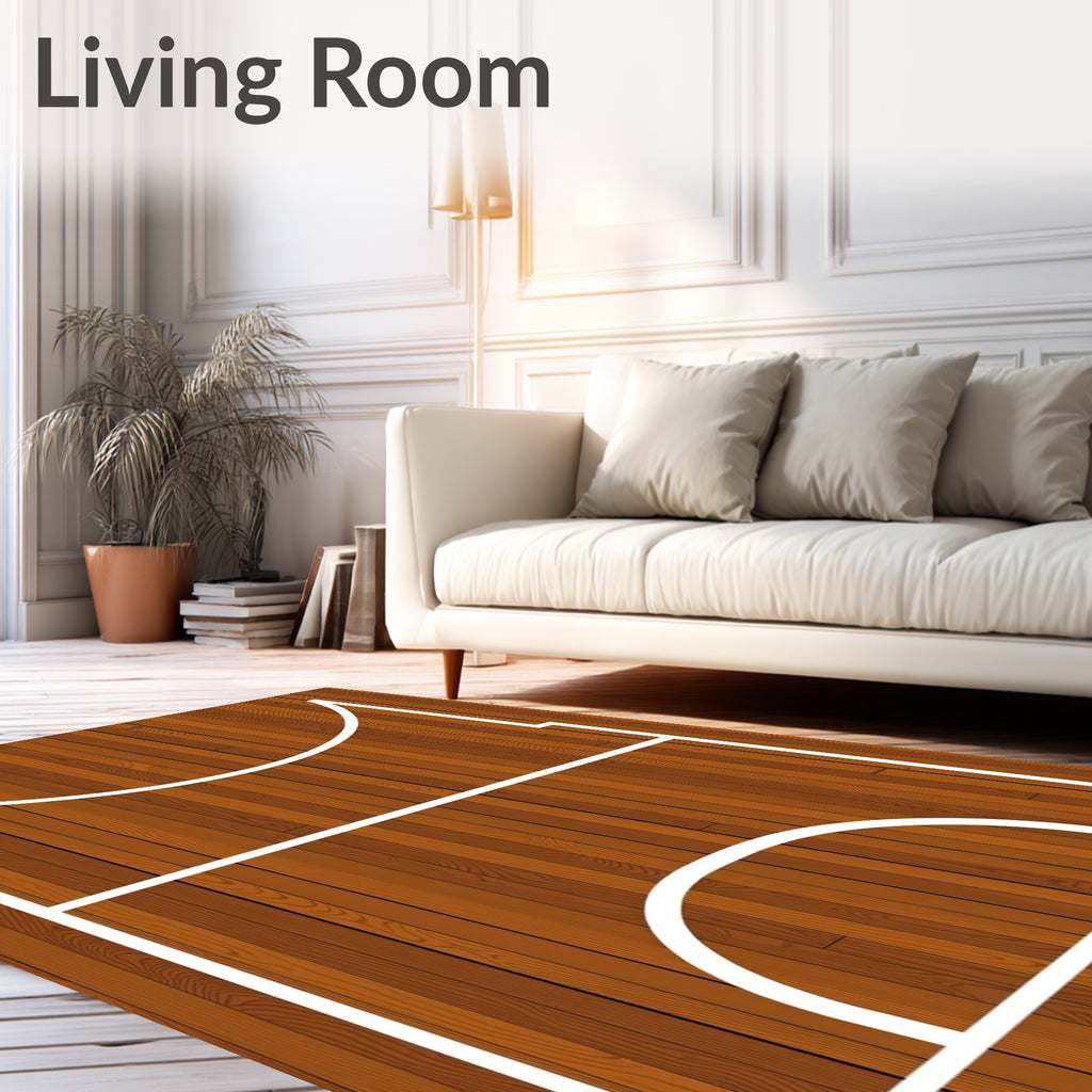 Wooden Court Geometric Lines Rug