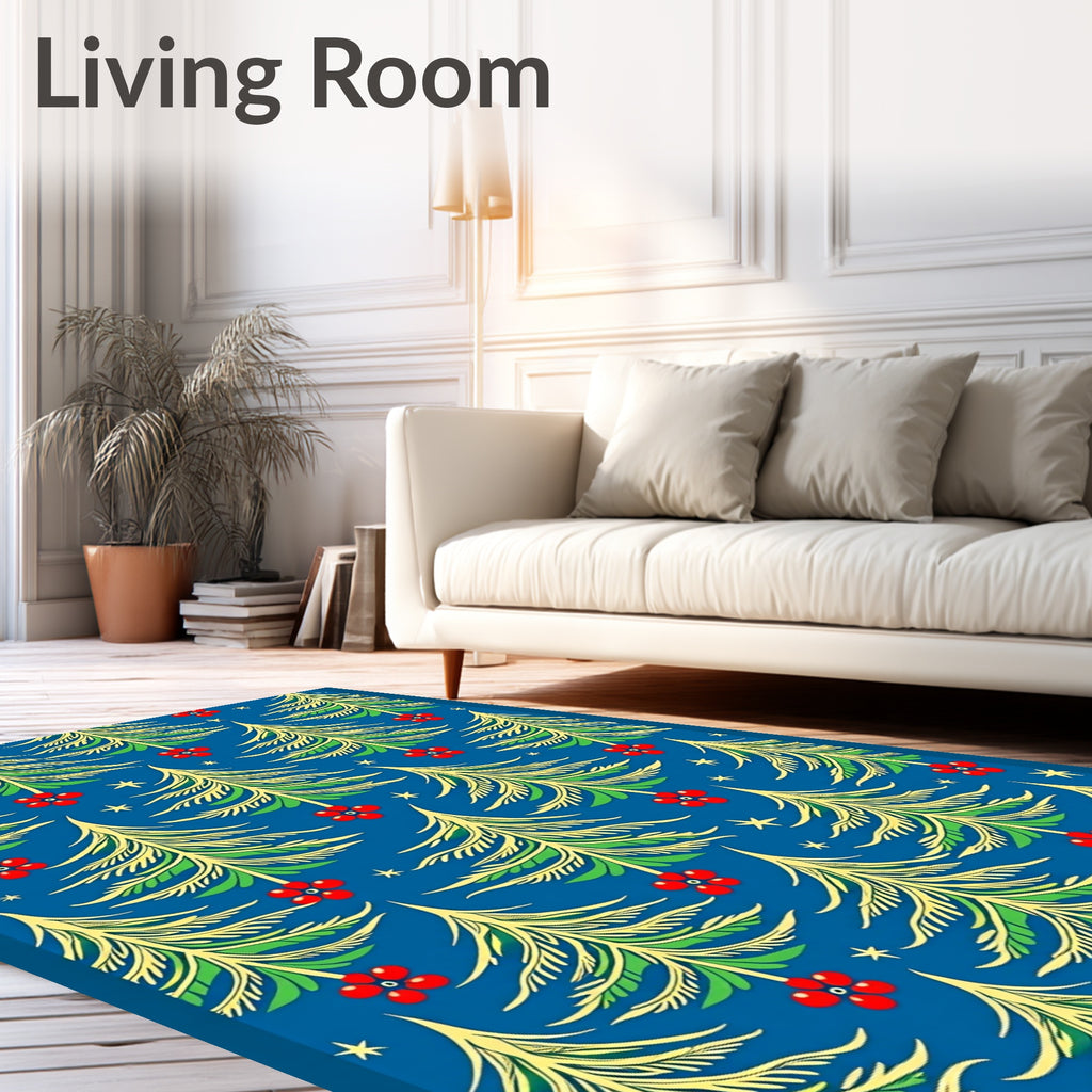 Stylized Evergreen Red Star Abloom Rug