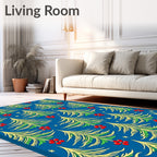 Stylized Evergreen Red Star Abloom Rug