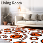 Bold Orange Circular Animal Graphic Rug