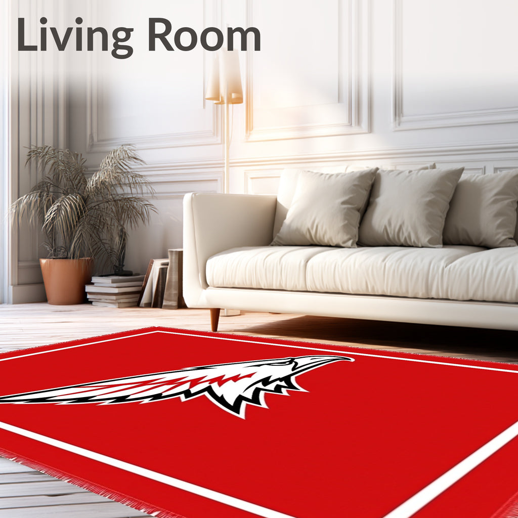 Bold Red Eagle Head Emblem Rug