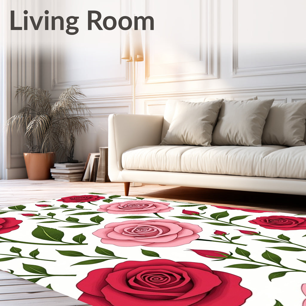 Crimson Pink Rose Garden Botanical Rug