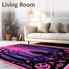 Eerie Pink Forest Silhouette Rug
