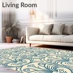 Teal Acanthus Scroll Medallion Rug