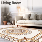 Neutral Earth Tone Floral Medallion Rug