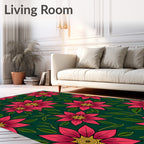 Bright Pink Floral Garden Art Rug