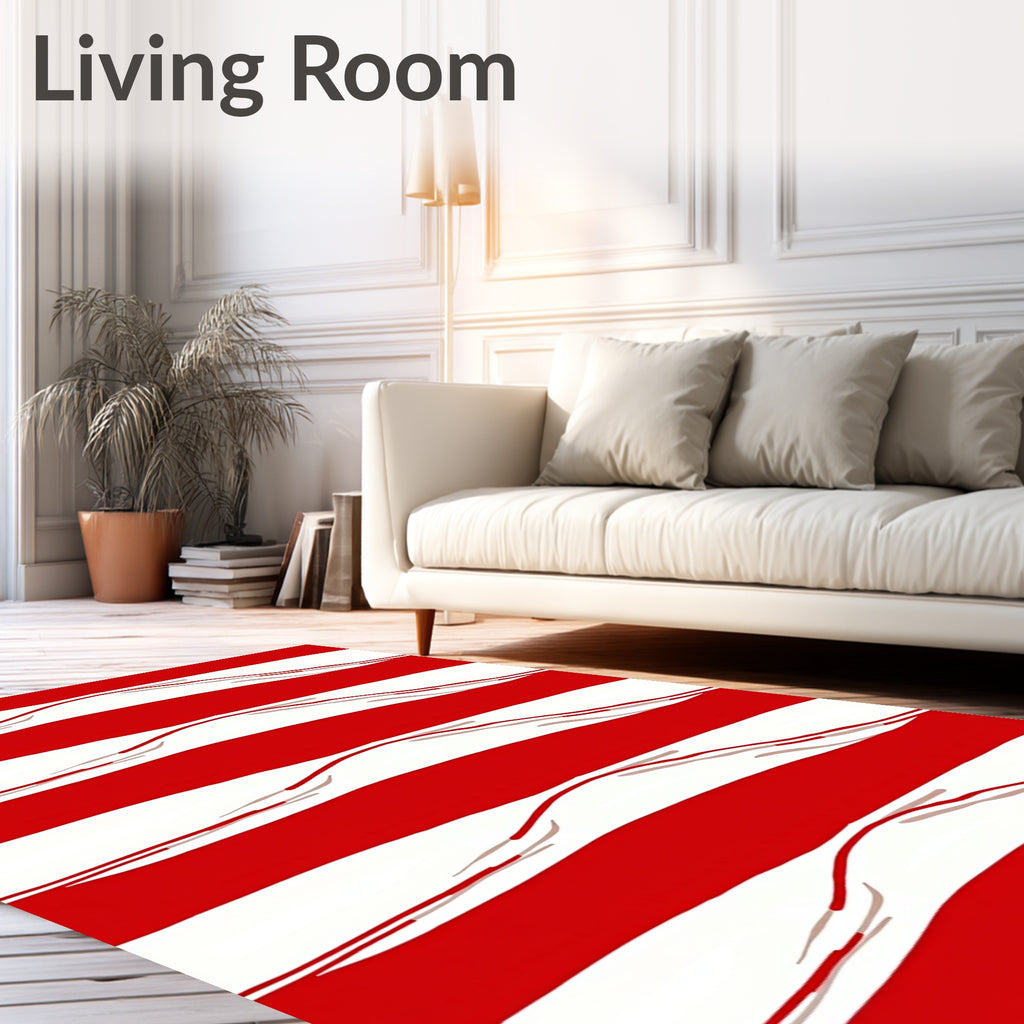 Crimson White Bold Stripe Landscape Rug