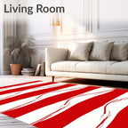 Crimson White Bold Stripe Landscape Rug