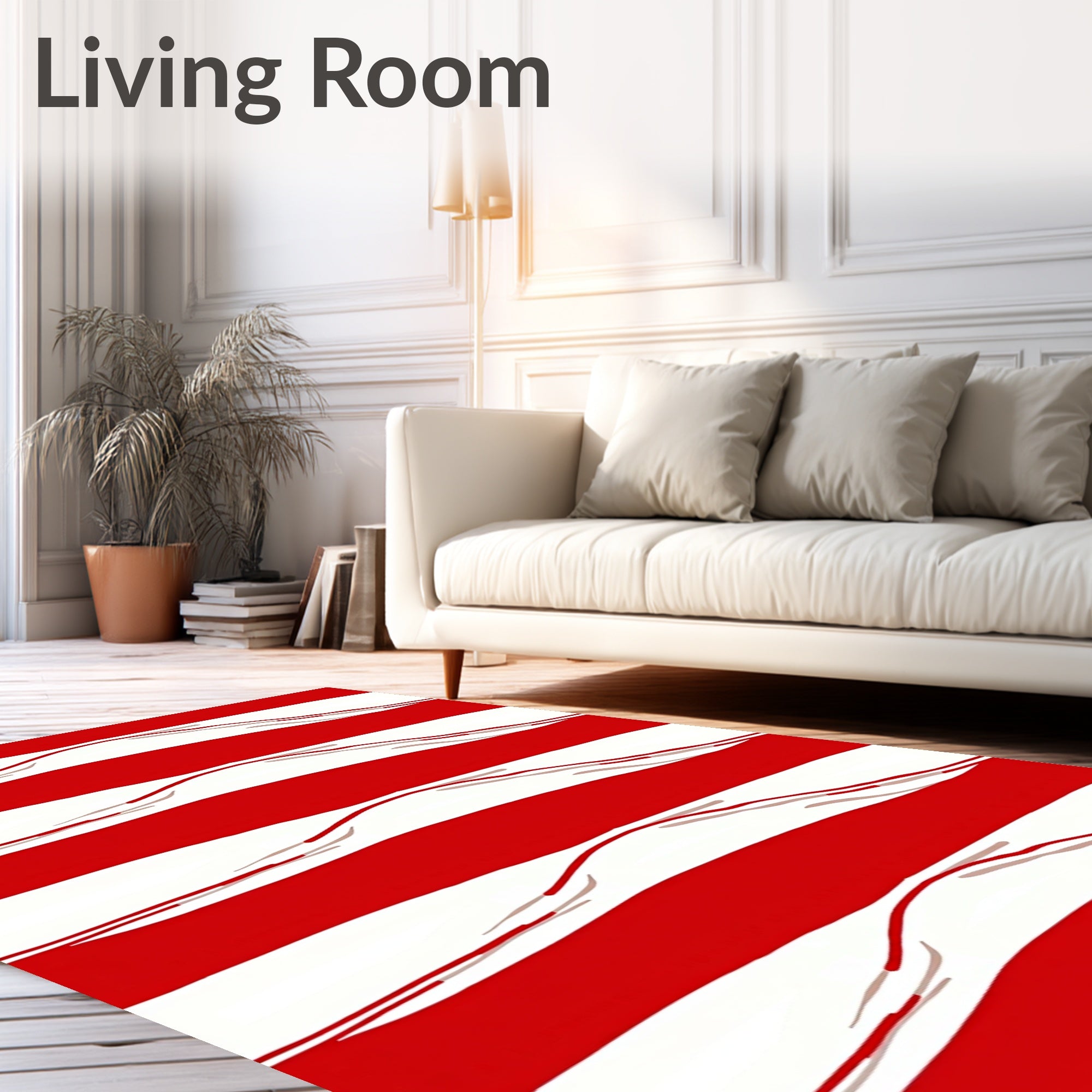 Crimson White Bold Stripe Landscape Rug