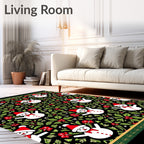 Charming Snowman Holly Berry Holiday Rug