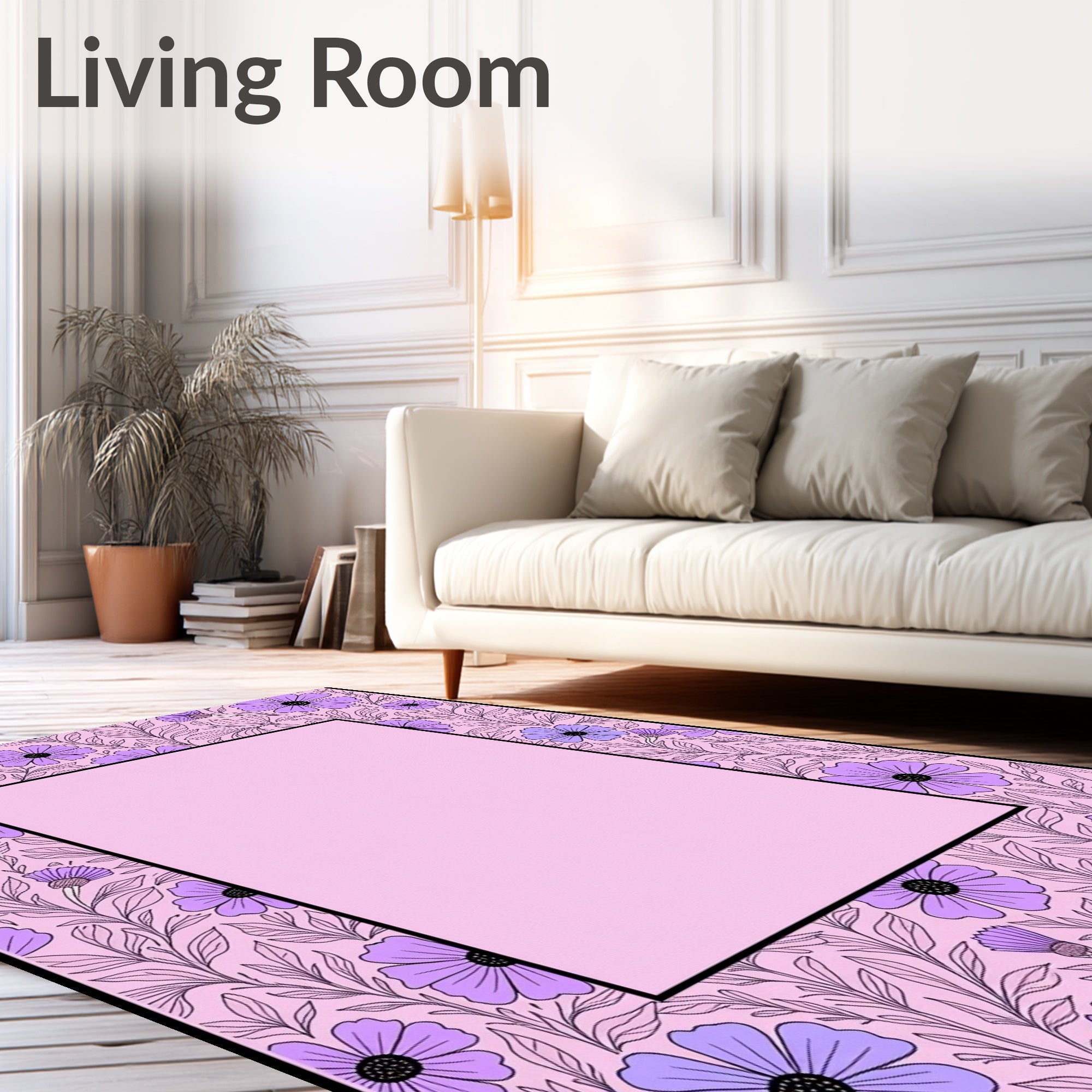 Lavender Floral Vine Meadow Rug