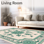Teal Floral Medallion Frame Rug