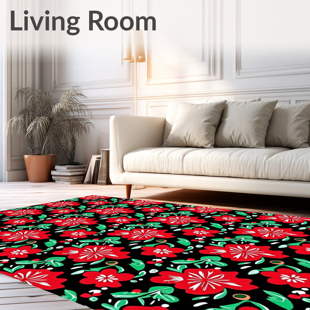 Enchanting Crimson Floral Sprigs Rug