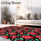 Enchanting Crimson Floral Sprigs Rug