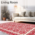 Crimson Red Intricate Floral Medallions Rug