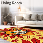 Autumn Cat Yellow Red Leaf Rug