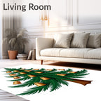 Golden Bells Adorn Green Christmas Tree Rug