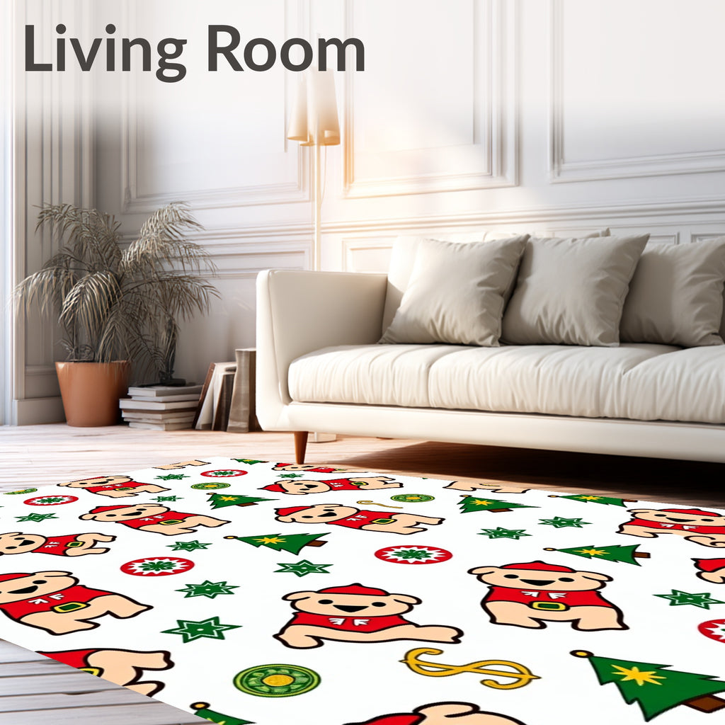 Whimsical Christmas Dog Trees and Stars Rug
