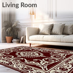Rich Crimson Floral Medallion Rug