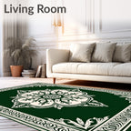 Deep Emerald Floral Lattice Rug