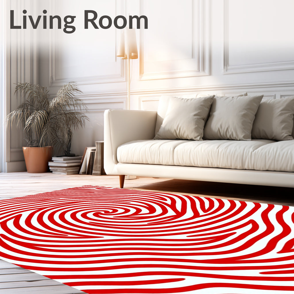 Bold Red Swirl Stripe Rug