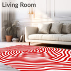 Bold Red Swirl Stripe Rug