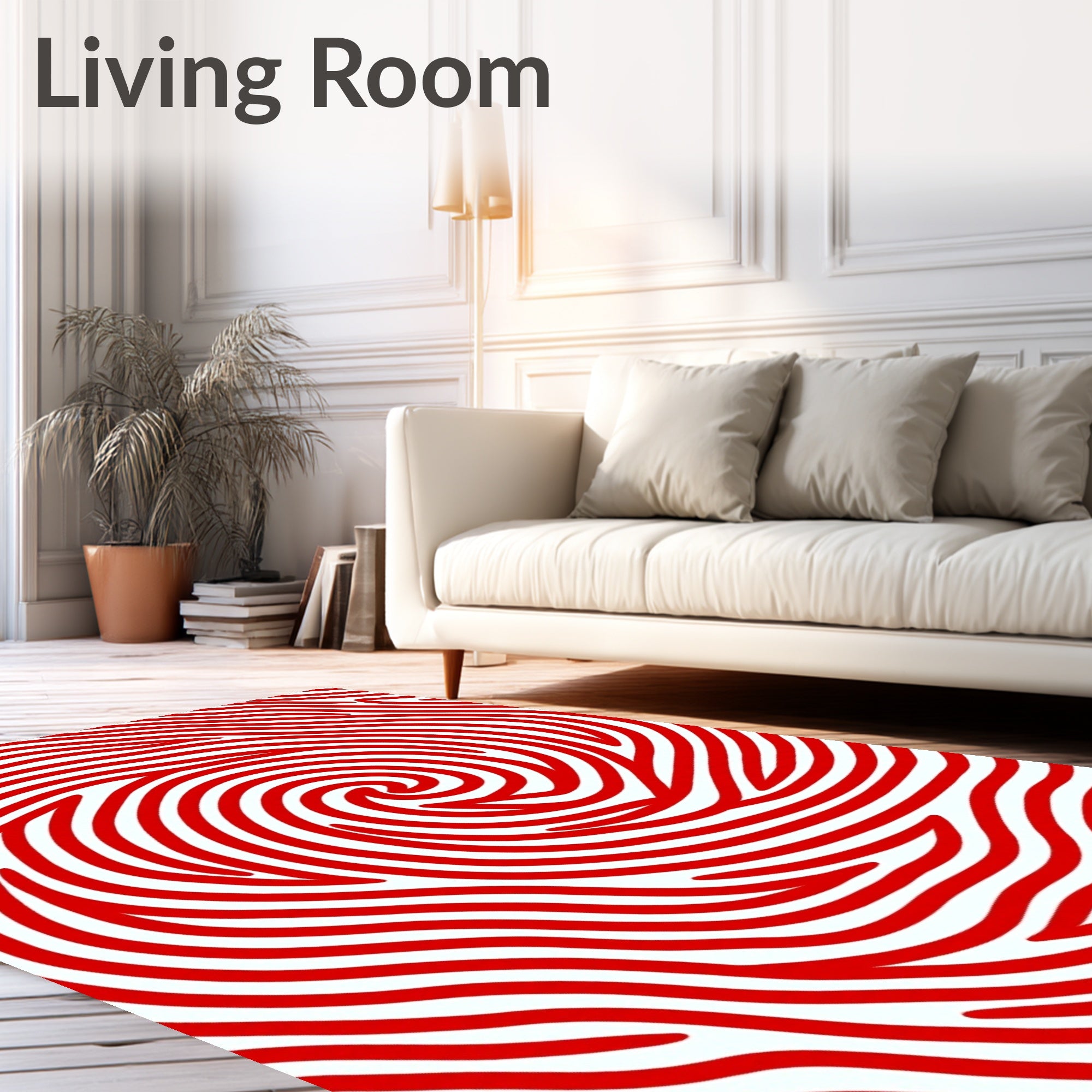 Bold Red Swirl Stripe Rug