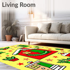 Festive Christmas Houses Holly Stars Rug