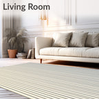 Cream Vertical Ribbed Textured Rug