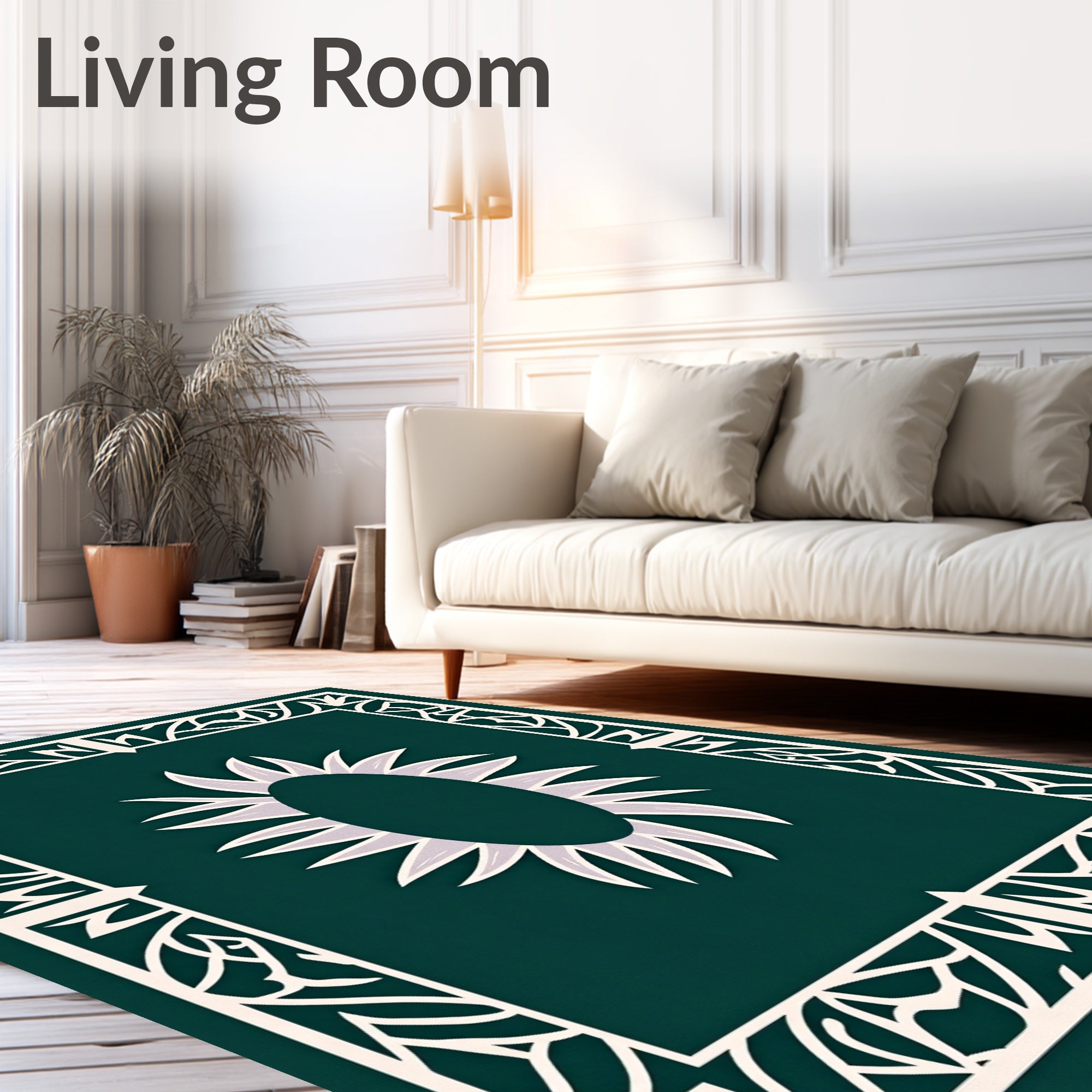 Emerald Green Ornamental Bloom Rug