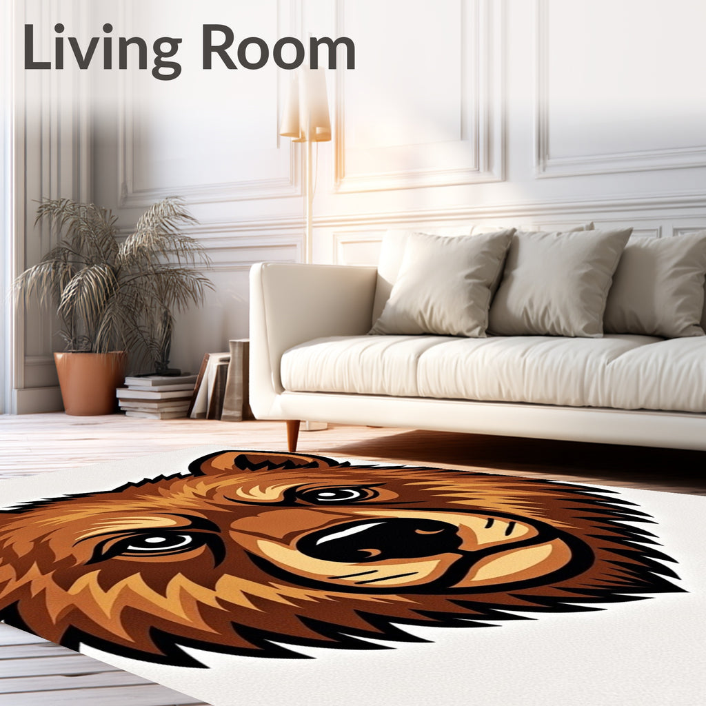 Fierce Brown Bear Stylized Portrait Rug