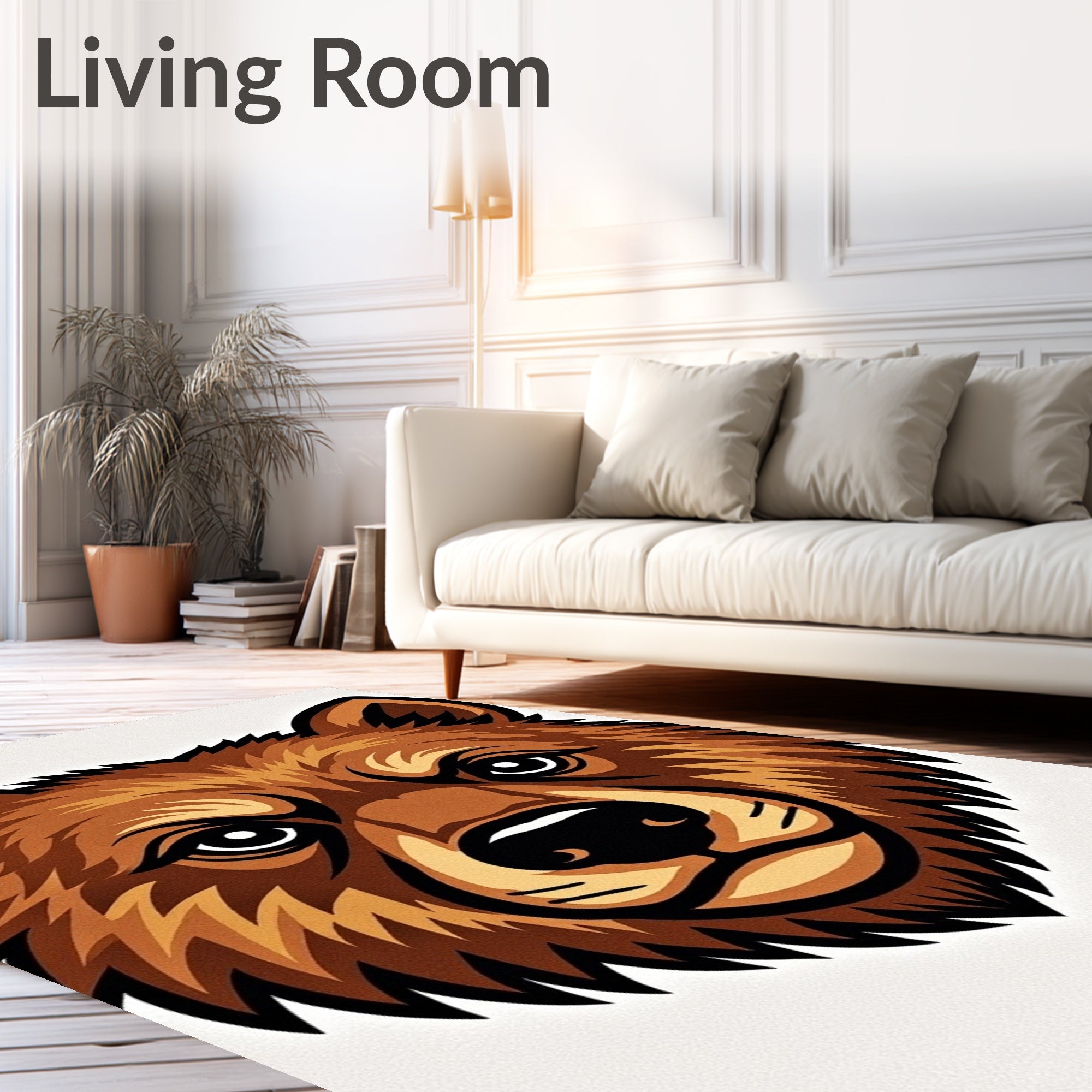 Fierce Brown Bear Stylized Portrait Rug
