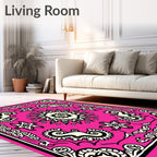 Bright Pink Floral Mandala medallion Rug