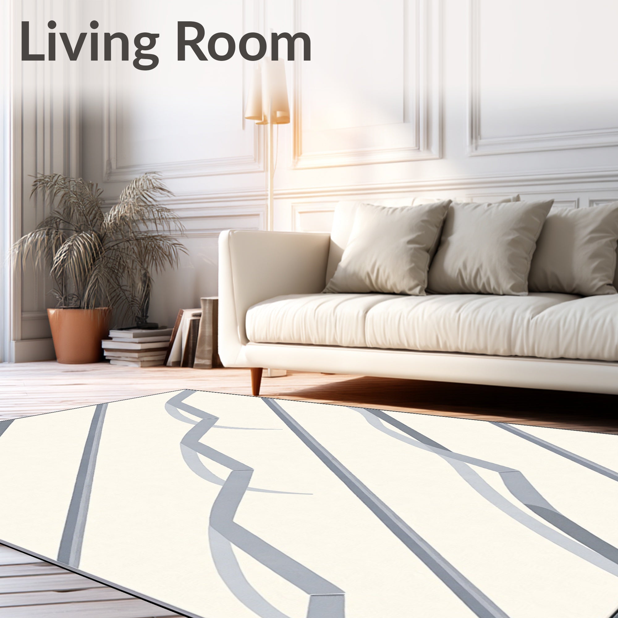Minimalist Gray Ribbon Stripe Rug