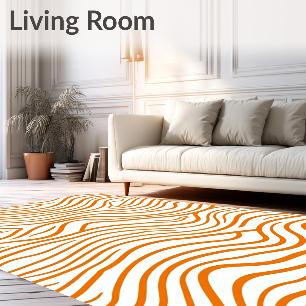 Vibrant Orange Wood Grain Swirl Rug
