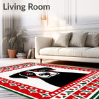 Bold Red Green Dog Portrait Rug
