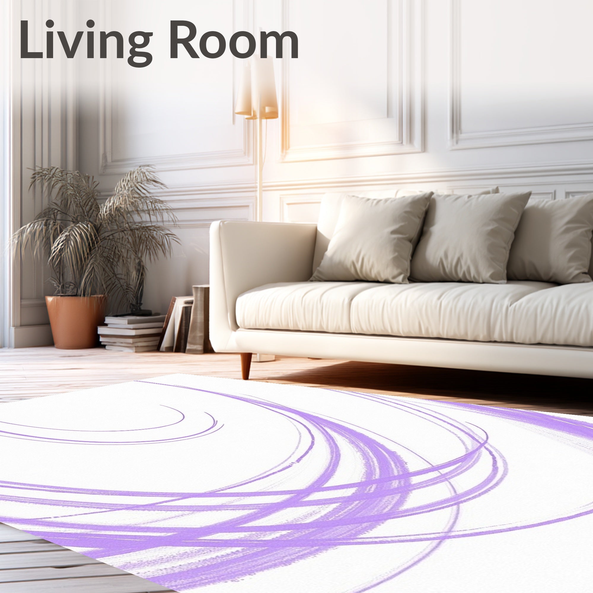 Orchid Abstract Swoosh Brush Strokes Rug