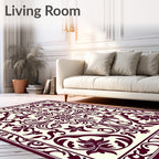 Crimson Floral Lattice Bordered Rug
