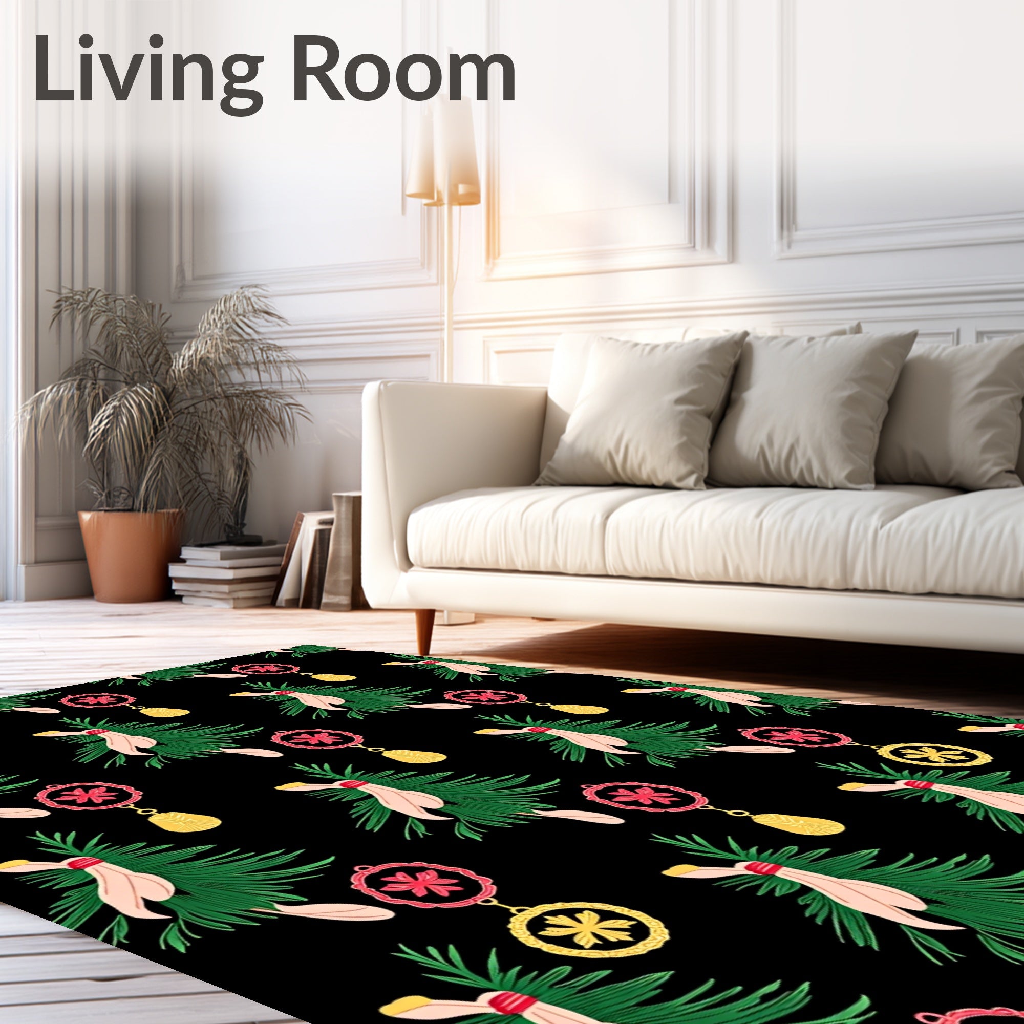 Crimson Pink Leafy Tree Ornate Rug
