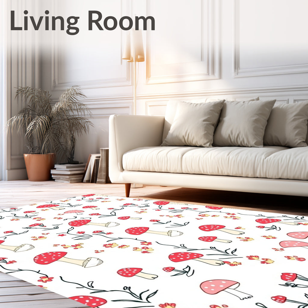 Whimsical Red Mushroom Garden Flora Rug