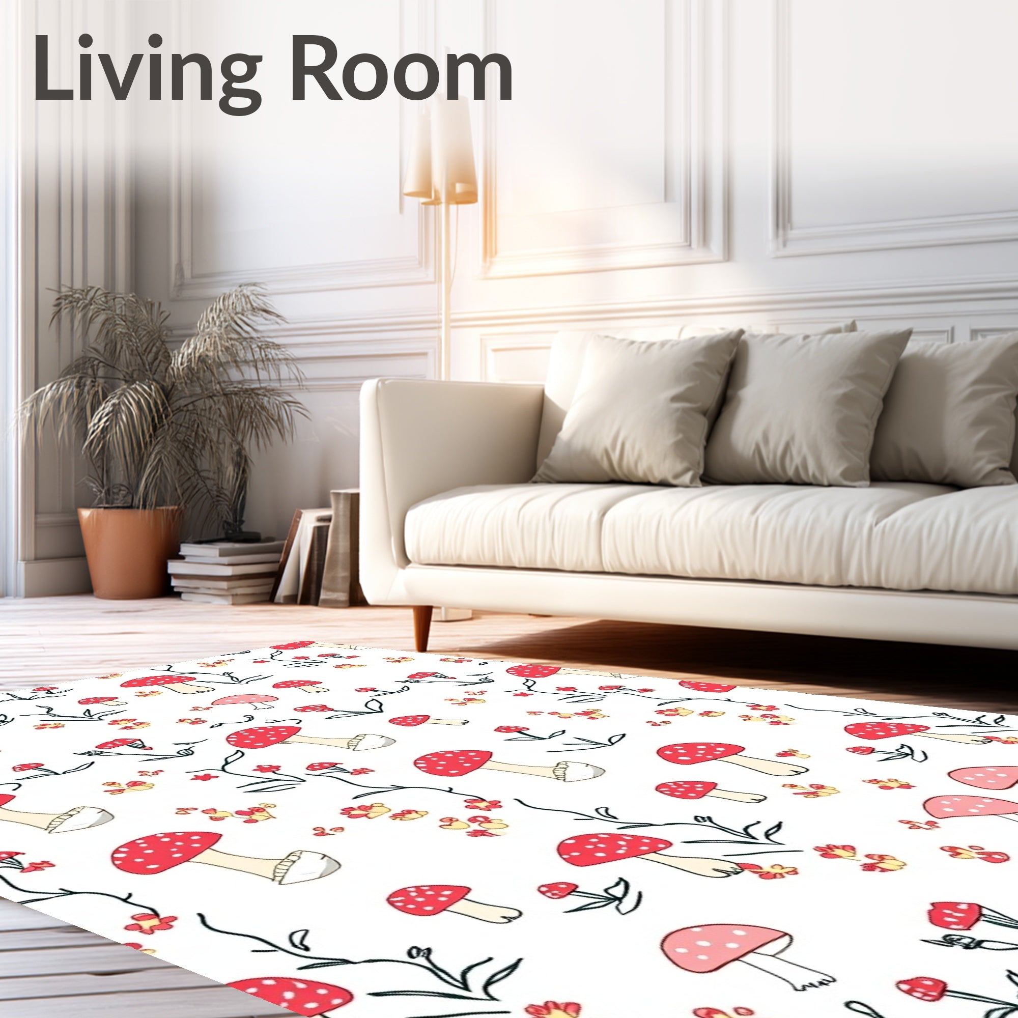 Whimsical Red Mushroom Garden Flora Rug