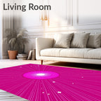 Vibrant Magenta Starburst Concentric Circles Rug