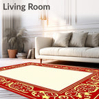 Rich Red Golden Ornate Border Rug